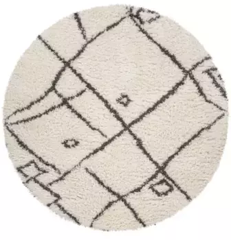 Ковер Paco Home с высоким ворсом "Orebro 171", круглый, с современным ромбовидным узором, особенно мягкий и приятный 200 см, бежевый