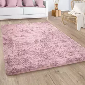Ковер Paco Home с высоким ворсом "Silky 591", прямоугольный, однотонный, особенно мягкий и приятный 200х290 см, розовый
