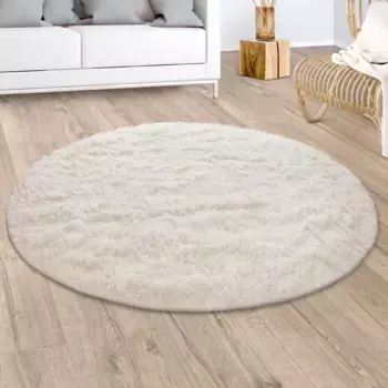 Ковер Paco Home с высоким ворсом "Silky 591", круглый, однотонный, особенно мягкий и приятный 120 см, цвет elfenbeinfarben