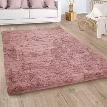 Ковер Paco Home с высоким ворсом "Silky 591", прямоугольный, однотонный, особенно мягкий и приятный 140х200 см, цвет beere