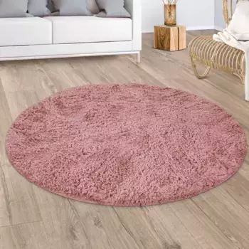 Ковер Paco Home с высоким ворсом "Silky 591", круглый, однотонный, особенно мягкий и приятный 200 см, цвет beere