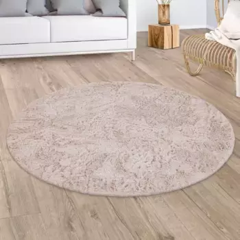 Ковер Paco Home с высоким ворсом "Silky 591", круглый, однотонный, особенно мягкий и приятный 80 см, цвет creme