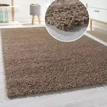 Ковер Paco Home с высоким ворсом "Sky 250", прямоугольный, тканый, однотонный, насыщенный яркий цвет, также доступен в виде дорожки 300х400 см, бежевый