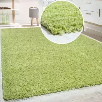 Ковер Paco Home с высоким ворсом "Sky 250", прямоугольный, тканый, однотонный, насыщенный яркий цвет, также доступен в виде дорожки 80х150 см, зеленый