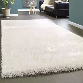 Ковер Paco Home с высоким ворсом "Touch 100", прямоугольный, мягкий однотонный ворсистый с блестящей пряжей, гостиная 60х100 см, белый