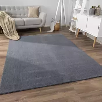 Ковер Paco Home "Sevilla 521", прямоугольный, короткий ворс, однотонный, мягкий и приятный, эффект высокий-низкий, гостиная 160х220 см, цвет Anthrazit
