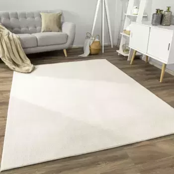 Ковер Paco Home "Sevilla 521", прямоугольный, короткий ворс, однотонный, мягкий и приятный, эффект высокий-низкий, гостиная 80х150 см, цвет Creme