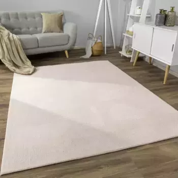 Ковер Paco Home "Sevilla 521", прямоугольный, короткий ворс, однотонный, мягкий и приятный, эффект высокий-низкий, гостиная 60х100 см, бежевый