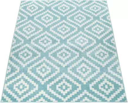 Ковер Paco Home "Stella 400", прямоугольный, короткий ворс, пастельные тона, ромбовидный узор, гостиная 160х220 см, синий