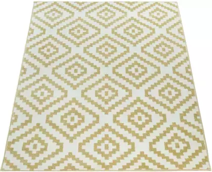 Ковер Paco Home "Stella 400", прямоугольный, короткий ворс, пастельные тона, ромбовидный узор, гостиная 140х200 см, цвет gelb