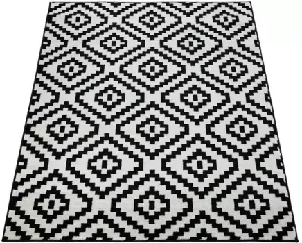 Ковер Paco Home "Stella 400", прямоугольный, короткий ворс, пастельные тона, ромбовидный узор, гостиная 120х170 см, черный