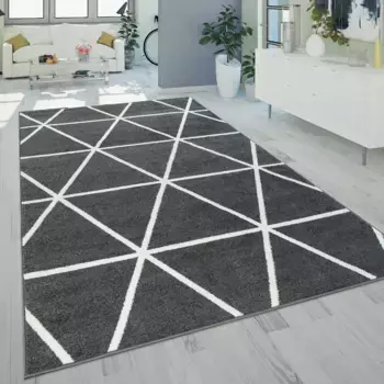Ковер Paco Home "Stella 401", прямоугольный, пастельные тона, ромбовидный узор, скандинавский узор, короткий ворс 140х200 см, цвет anthrazit