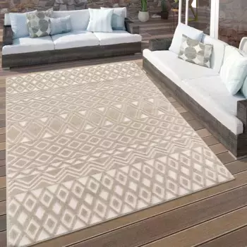Ковер Paco Home "Stilo 867", прямоугольный, с эффектом high-low, ромбы, также подходит в качестве дорожки, в помещении и на открытом воздухе 200х290 см, бежевый