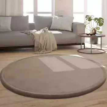 Ковер Paco Home "Tatami 475", круглый, короткий ворс, однотонный, с пеной с эффектом памяти, можно стирать 200 см, бежевый