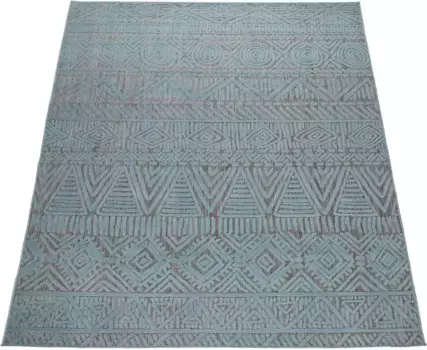 Ковер Paco Home "Teka 784", прямоугольный, плоского плетения, 3D-дизайн, подходит для использования внутри и снаружи, гостиная 80х150 см, бирюзовый