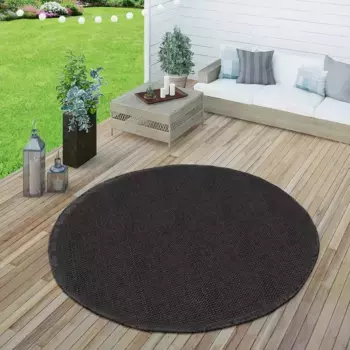 Ковер Paco Home "Timber 125", круглый, плоского переплетения, имитация сизаля, подходит для внутреннего и наружного использования, гостиная 160 см, черный