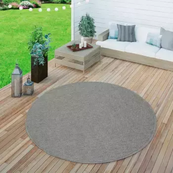 Ковер Paco Home "Timber 125", круглый, плоского переплетения, имитация сизаля, подходит для внутреннего и наружного использования, гостиная 200 см, серый