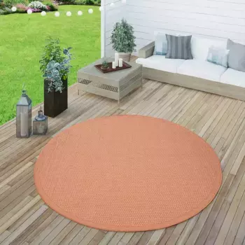 Ковер Paco Home "Timber 125", круглый, плоского переплетения, имитация сизаля, подходит для внутреннего и наружного использования, гостиная 160 см, цвет rost