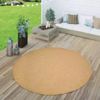 Ковер Paco Home "Timber 125", круглый, плоского переплетения, имитация сизаля, подходит для внутреннего и наружного использования, гостиная 220 см, цвет gelb