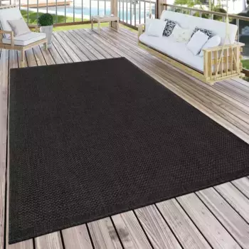 Ковер Paco Home "Timber 125", прямоугольный, плоского плетения, имитация сизаля, также подходит в качестве дорожки для использования в помещении и на открытом воздухе 200х350 см, черный