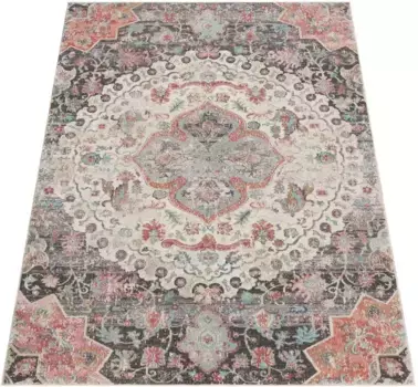 Ковер Paco Home "Torres 271", прямоугольный, короткий ворс, восточный вид, винтажный дизайн, подходит для использования внутри и снаружи помещений 60х100 см, серый