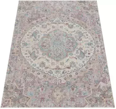 Ковер Paco Home "Torres 271", прямоугольный, короткий ворс, восточный вид, винтажный дизайн, подходит для использования внутри и снаружи помещений 60х100 см, розовый