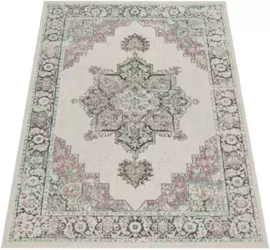 Ковер Paco Home "Torres 275", прямоугольный, короткий ворс, восточный вид, винтажный дизайн, подходит для использования внутри и снаружи помещений 160х230 см, цвет cream