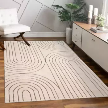 Ковер Paco Home "Tuana 215", прямоугольный, короткий ворс, радуга, высокая-низкая структура, скандинавский вид 240х340 см, цвет Creme
