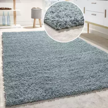Ковер Paco Home "Twister 500", прямоугольный, однотонный, с высоким ворсом, с большим количеством нитей 70х140 см, бирюзовый
