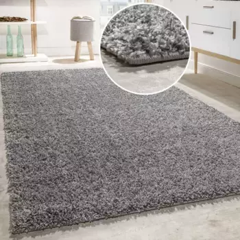 Ковер Paco Home "Twister 500", прямоугольный, однотонный, с высоким ворсом, с большим количеством нитей 70х250 см, серый