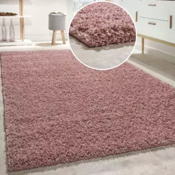 Ковер Paco Home "Twister 500", прямоугольный, однотонный, с высоким ворсом, с большим количеством нитей 140х200 см, розовый