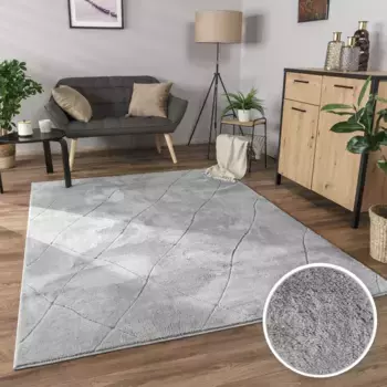 Ковер Paco Home "Utrecht 641", прямоугольный, короткий ворс, однотонный, 3D-дизайн, ромбовидный узор, особенно мягкий 120х160 см, серый