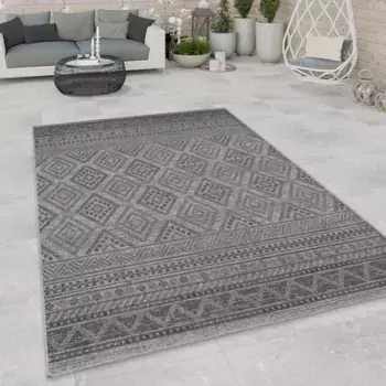 Ковер Paco Home "Vermont 184", прямоугольный, плоского переплетения, современный дизайн с ромбами, жесткий, подходит для использования на открытом воздухе 200х280 см, цвет anthrazit