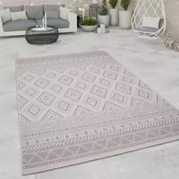 Ковер Paco Home "Vermont 184", прямоугольный, плоского переплетения, современный дизайн с ромбами, жесткий, подходит для использования на открытом воздухе 133х190 см, бежевый
