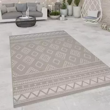 Ковер Paco Home "Vermont 184", прямоугольный, плоского переплетения, современный дизайн с ромбами, жесткий, подходит для использования на открытом воздухе 150х150 см, цвет sand