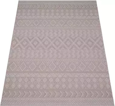 Ковер Paco Home "Vermont 190", прямоугольный, плоского переплетения, современный дизайн с ромбами, жесткий, подходит для использования на открытом воздухе 120х160 см, бежевый