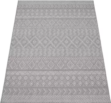 Ковер Paco Home "Vermont 190", прямоугольный, плоского переплетения, современный дизайн с ромбами, жесткий, подходит для использования на открытом воздухе 200х200 см, серый
