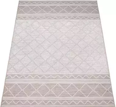 Ковер Paco Home "Vermont 191", прямоугольный, плоского переплетения, современный дизайн с ромбами, жесткий, подходит для использования на открытом воздухе 120х160 см, бежевый