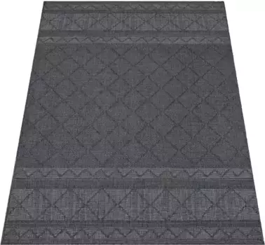 Ковер Paco Home "Vermont 191", прямоугольный, плоского переплетения, современный дизайн с ромбами, жесткий, подходит для использования на открытом воздухе 160х220 см, цвет anthrazit