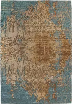 Ковер Padiro "Primavera 725", прямоугольный, плоского плетения, красочный винтажный вид, для гостиной 200х290 см, цвет sand, blau