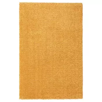 Ковер с коротким ворсом, желтый, 60х90 см, LANGSTED IKEA