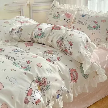 Ковер с мультяшным принтом Sanrio Hello Kitty Kawaii Takara Tomy, белый / розовый