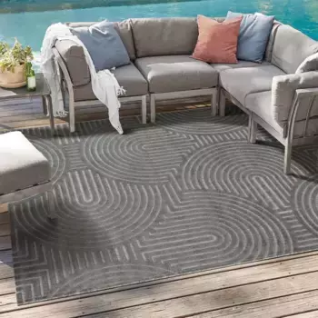 Ковер Sanat "Берлин", прямоугольный, подходит для внутреннего и наружного использования, для открытой площадки, террасы, балкона, современный 60х110 см, цвет anthrazit