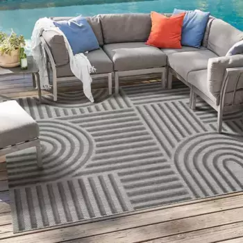 Ковер Sanat "Берлин", прямоугольный, подходит для внутреннего и наружного использования, для открытой площадки, террасы, балкона, современный 140х200 см, серый