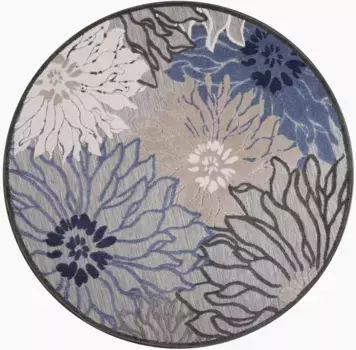 Ковер Sanat "Floral 2", круглый, подходит для внутреннего и наружного использования 120 см, серый/бежевый