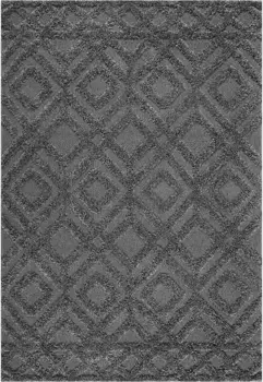 Ковер Sanat с высоким ворсом "Люкс 3506", прямоугольный, прочный длинный ворс, мягкий, гостиная, спальня 160х220 см, цвет mittelgrau