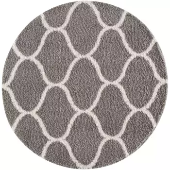 Ковер Sanat с высоким ворсом "Мадрид", круглый, высота 30 мм, гостиная, длинный ворс, ворсистый ковер, цвет hellgrau