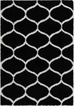 Ковер Sanat с высоким ворсом "Мадрид", прямоугольный, гостиная, длинный ворс, ворсистый ковер 80х150 см, черный