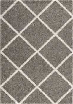 Ковер Sanat с высоким ворсом "Мадрид", прямоугольный, гостиная, длинный ворс, ворсистый ковер 120х170 см, светло-серый