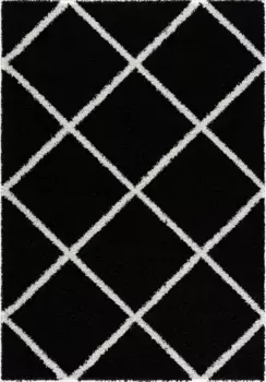 Ковер Sanat с высоким ворсом "Мадрид", прямоугольный, гостиная, длинный ворс, ворсистый ковер 140х200 см, черный